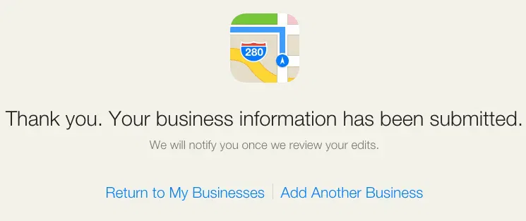 Apple Maps Information Submitted