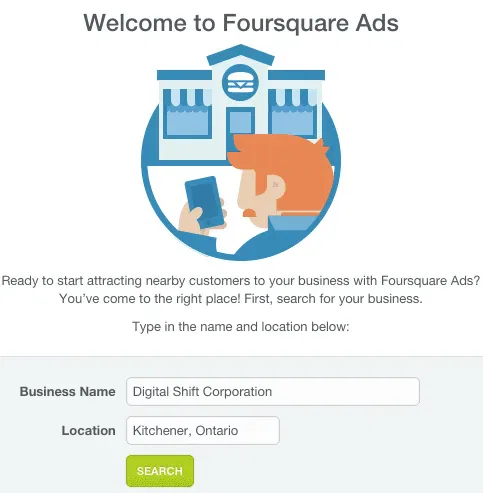 Searching business on Foursquare