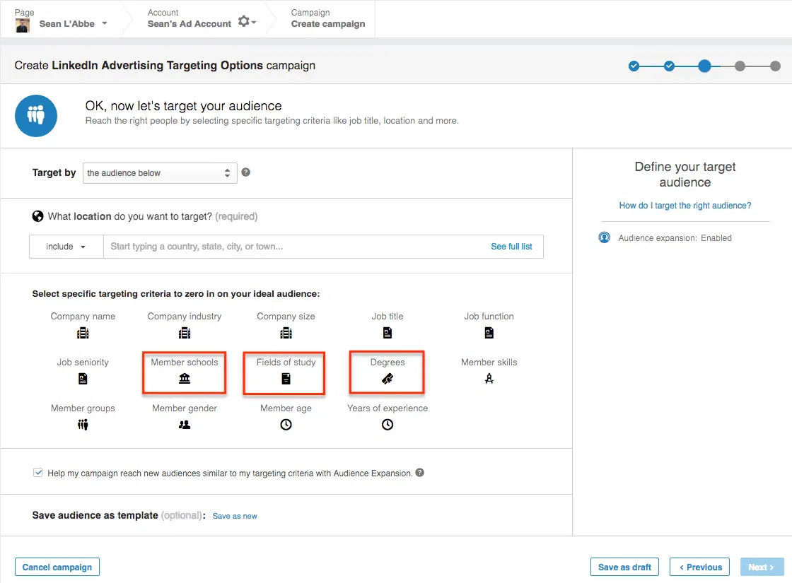 LinkedIn Advertising Targeting Options