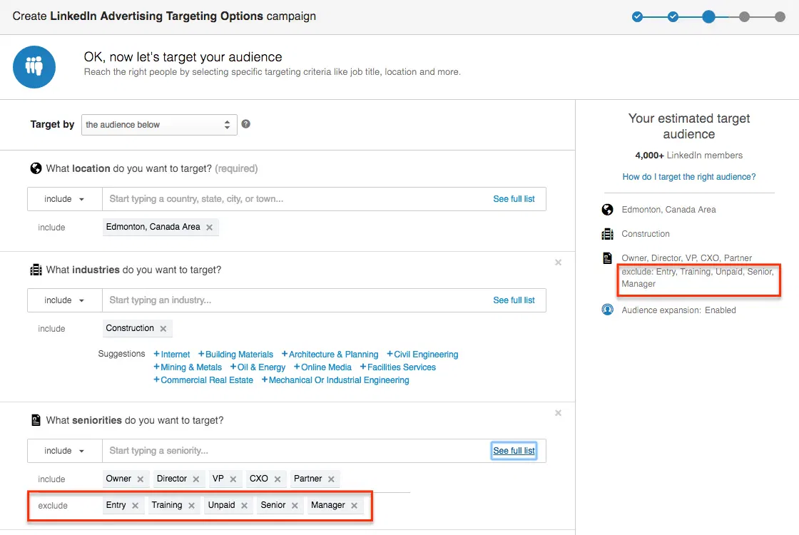 LinkedIn Advertising Targeting Options