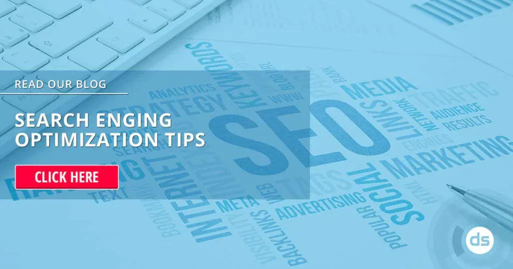 A digital marketing themed graphic promoting SEO Edmonton tips on a blog.