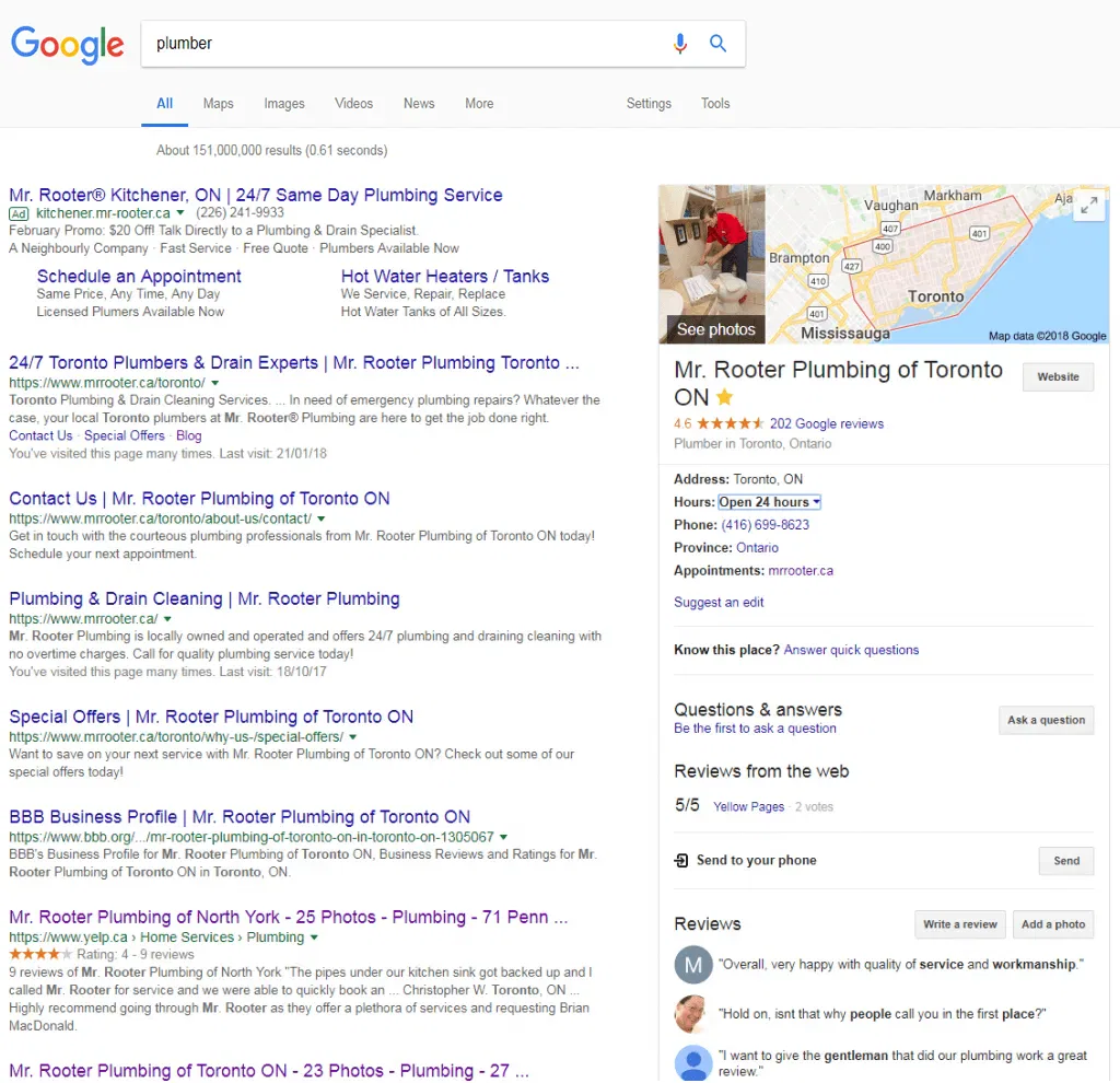plumber search local seo
