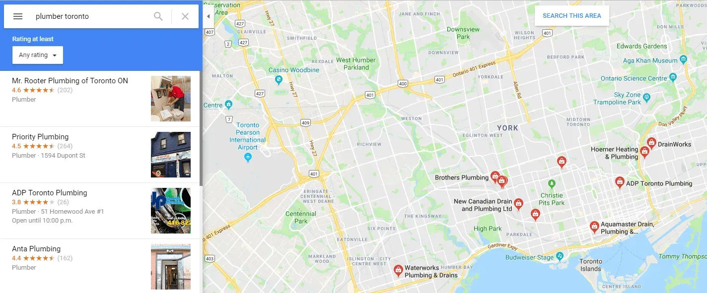 google map listing - local seo