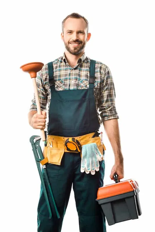 Licensed plumber with tools ready for emergency service call