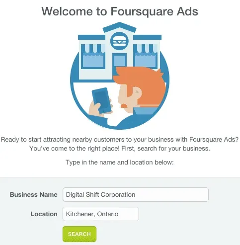 Searching business on Foursquare
