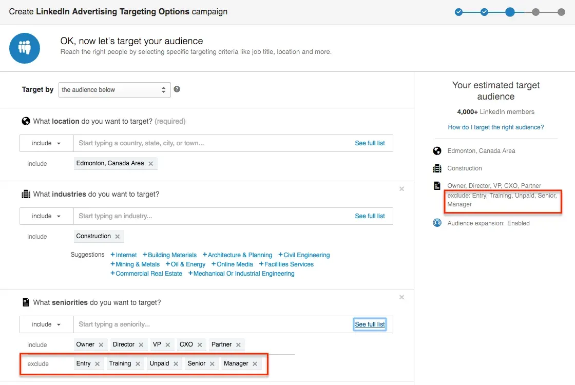 LinkedIn Advertising Targeting Options
