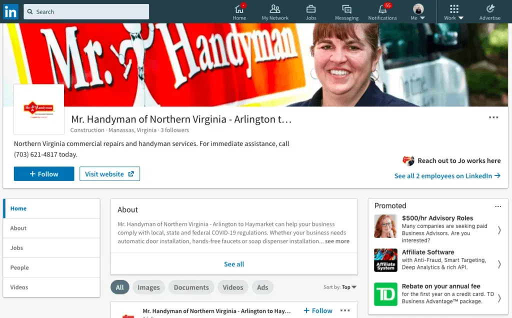 Linkedin After Mr Handyman Of Northern Virginia Claim And Fix Profile Seo Casestudy