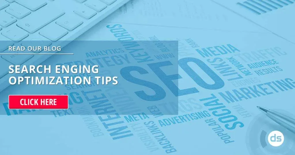 A digital marketing themed graphic promoting SEO Edmonton tips on a blog.