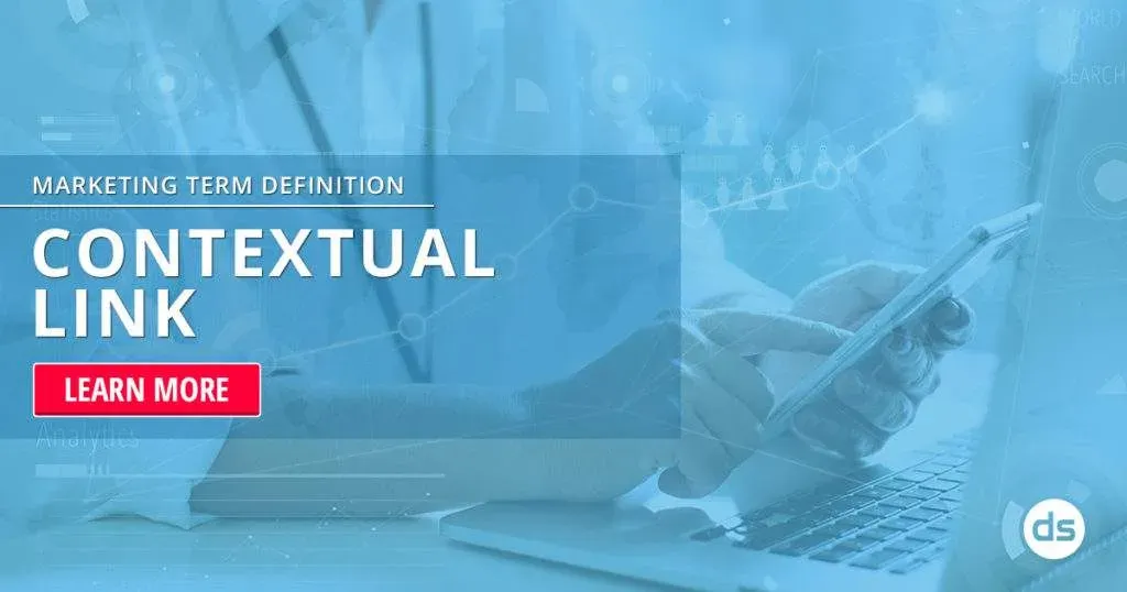 A digital marketing graphic featuring a person using a laptop with an overlay highlighting the term 