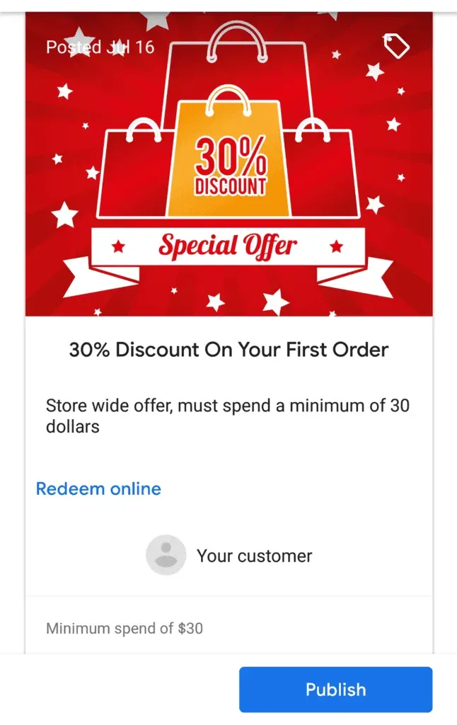 Google My Business Posts 5 Weclome Offer Post