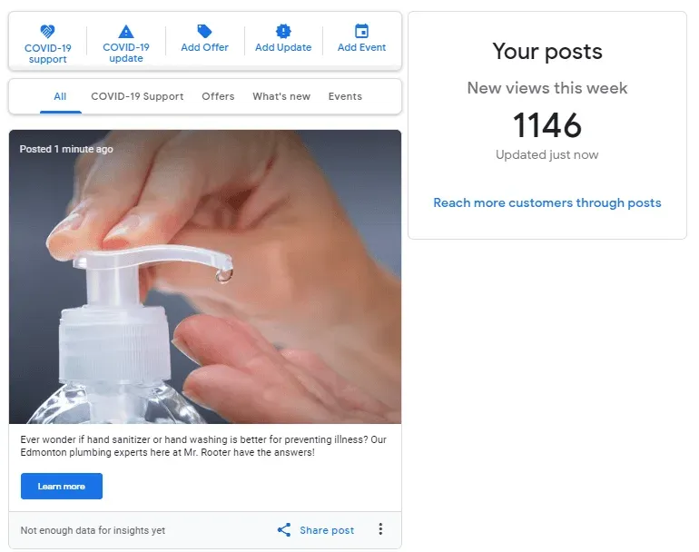 Google My Business Posts 6 Post Insights 