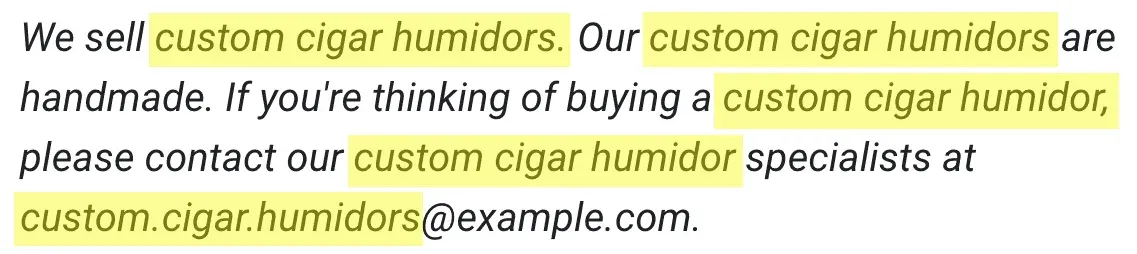 Keyword Stuffing Example