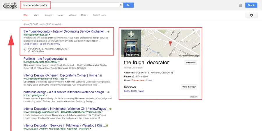 kitchener local seo case study