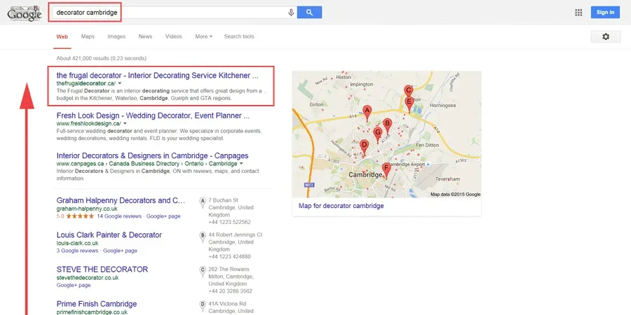 local seo case study cambridge ontario