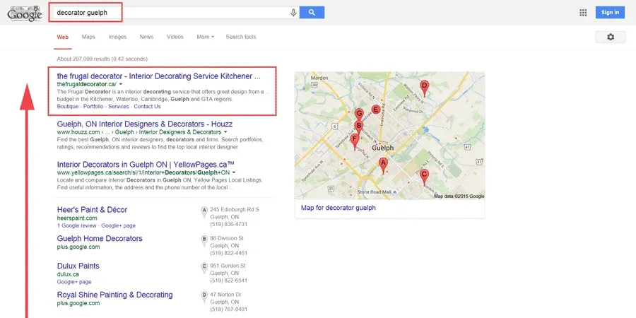 local seo case study guelph ontario