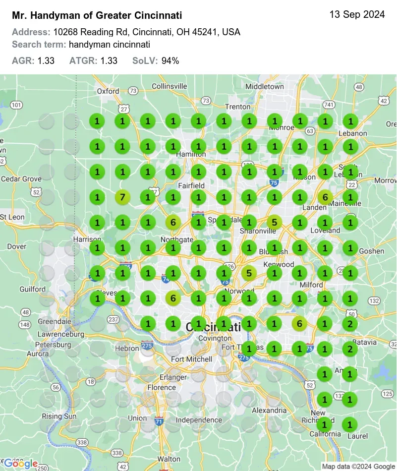 mr handyman seo cas study cincinnati google map rankings