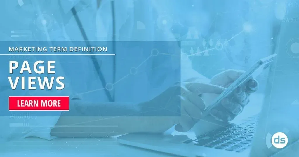 Digital marketing concept: a person using a laptop with overlay graphics highlighting the term 