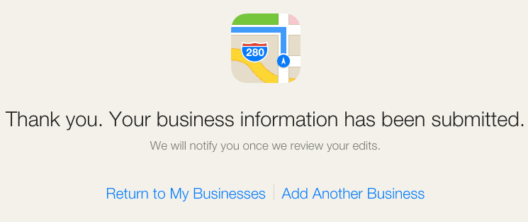 Apple Maps Information Submitted