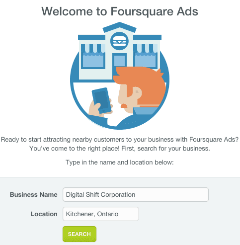 Searching business on Foursquare