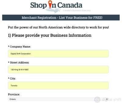 Step 2: Provide your Business Information