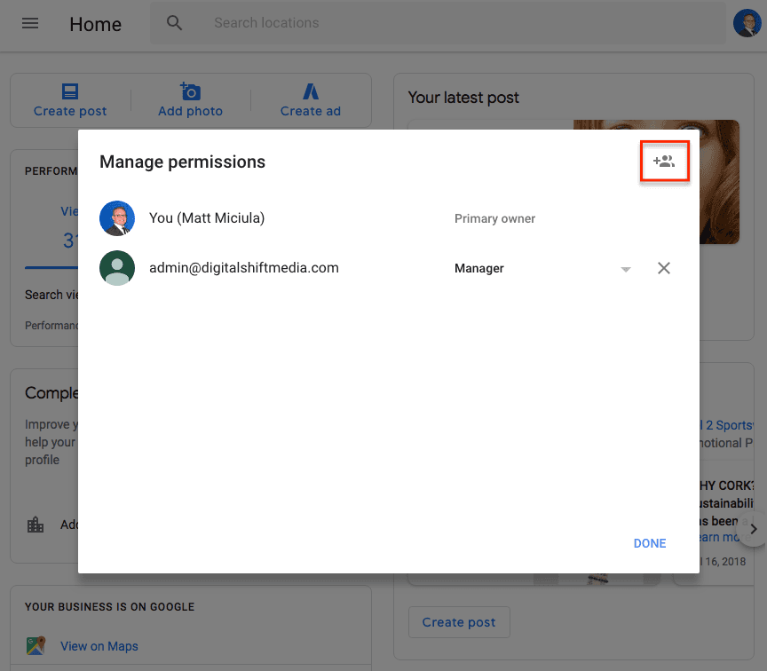  step 3 to add user to google my business