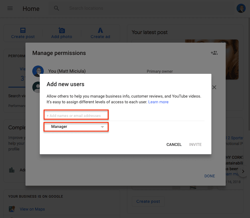 step 4 to add user to google my business