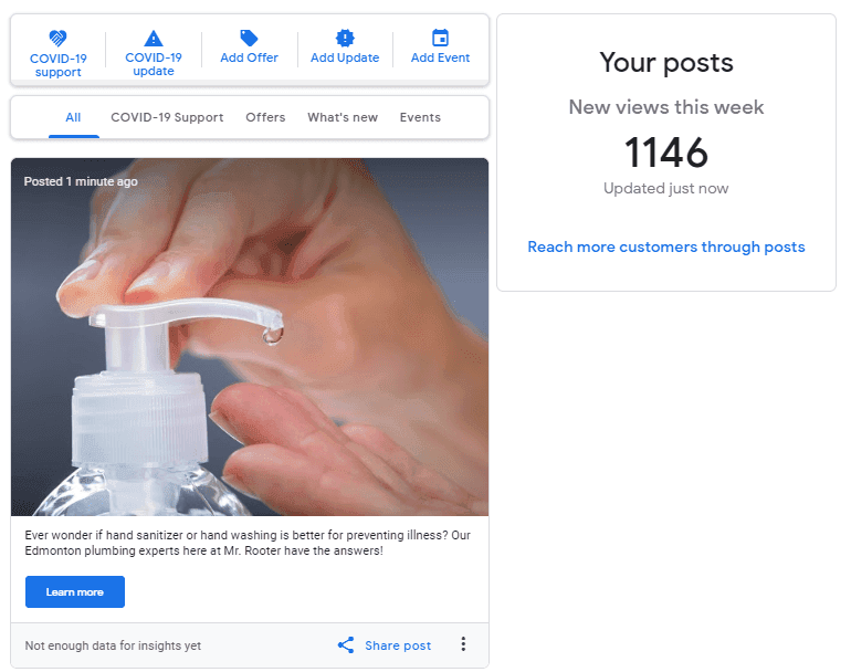 Google My Business Posts 6 Post Insights