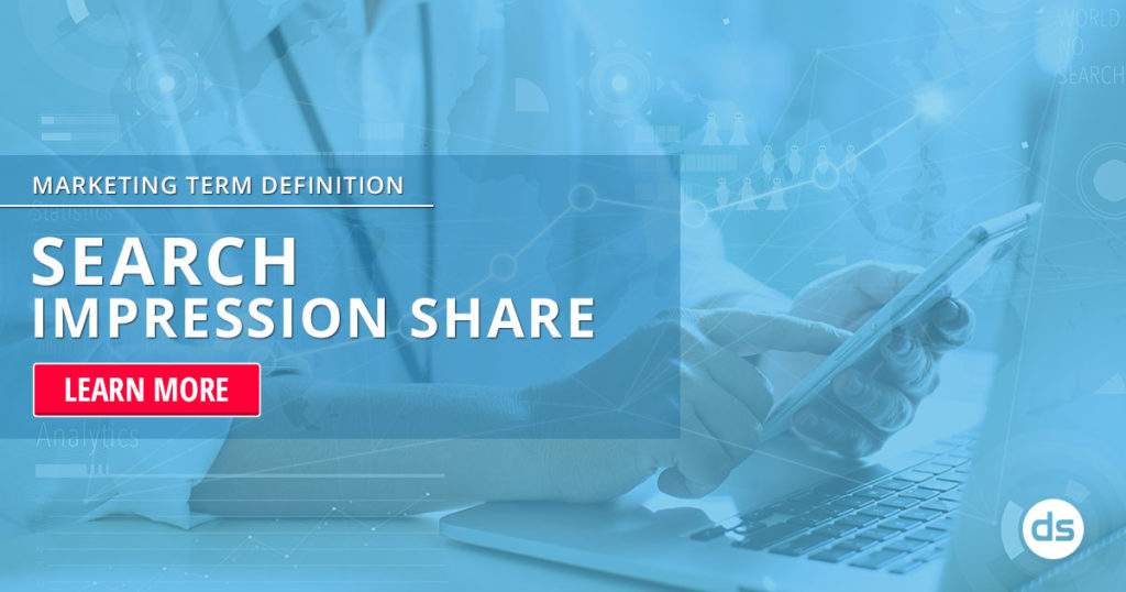 An informative graphic illustrating the concept of Search Impression Share in digital marketing.